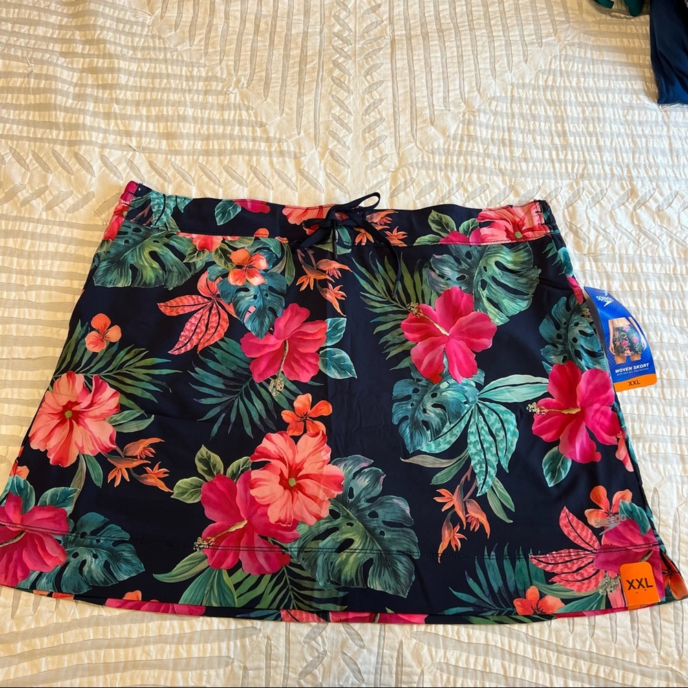 NWT Speedo Hibiscus Performance Skort XXL